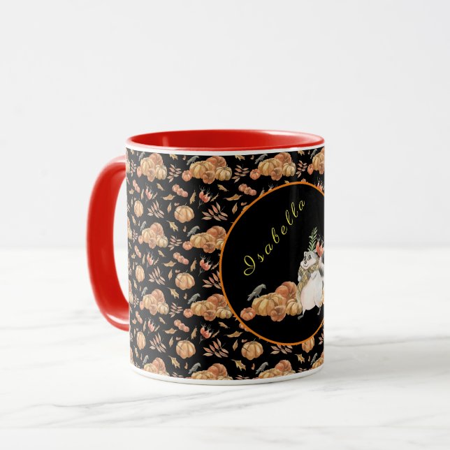 Caneca Pumpkin Raccoon Personaliza Texto e Cor (Frente Esquerda)