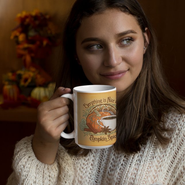 Caneca Pumpkin Spice Café Mug Autumn Dourado Fundo (Pumpkin Spice Coffee Mug Autumn Gold Background - 15 oz mug)