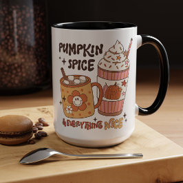 Caneca Pumpkin Spice e Tudo Muito Bem, Vibes De Queda