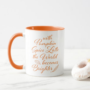 Caneca Pumpkin Spice Lateral Queda Laranja Branco