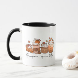 Caneca Pumpkin Spice Latte Mug, Fall Vibes Mug, Retro