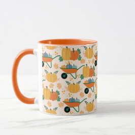 Caneca Pumpkins Wheelbarrow Autumn Garden Folhas