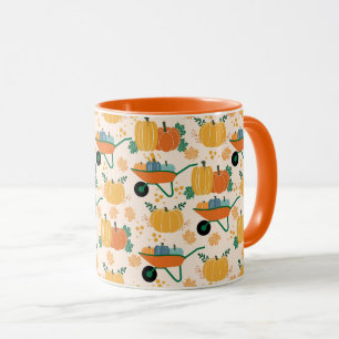 Caneca Pumpkins Wheelbarrow Autumn Garden Folhas