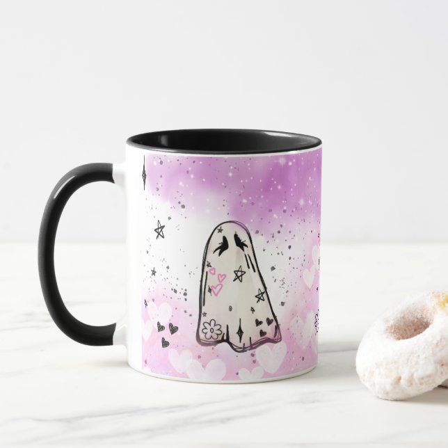 Caneca Punk Ghost Doodle Mug (Design lateral) (Com Donut)