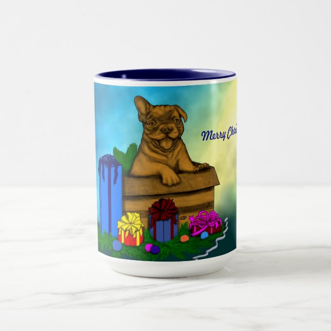 Caneca Puppy em uma caixa, Merry Xmas (Centro)