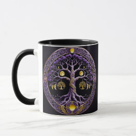 Caneca Purple and Gold Tree of Life Mandala