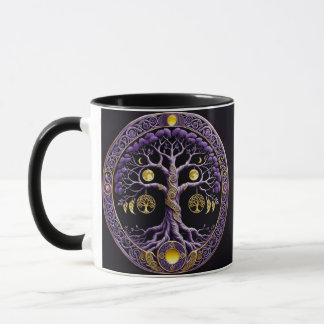 Caneca Purple and Gold Tree of Life Mandala