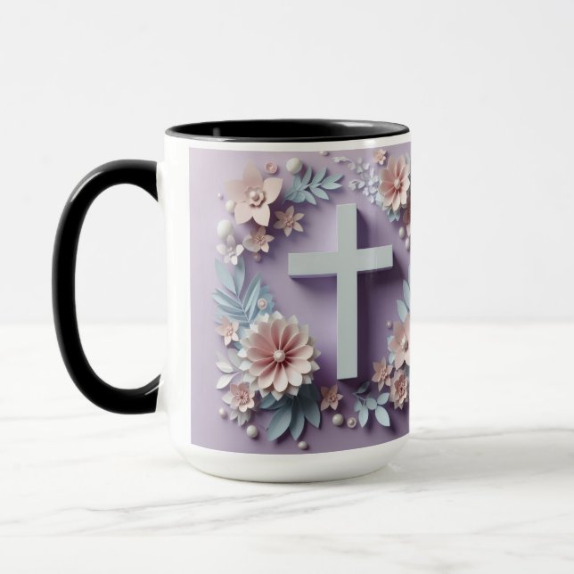 Caneca Purple Cross Floral Mug ai design (Esquerda)