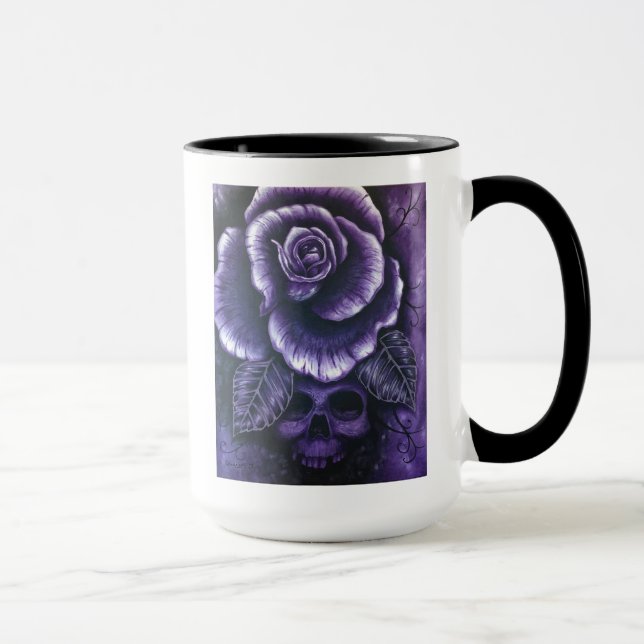 Caneca "Purple Haze" Dois Tons Crânio e Rosa Mug (Direita)
