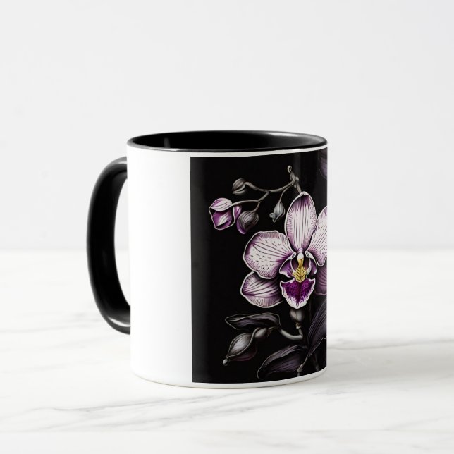 Caneca "Purple Orchid Mug - Floral Elegance Cup" (Frente Esquerda)