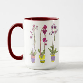 Caneca Purple Orchids Whimsical Garden Botanical