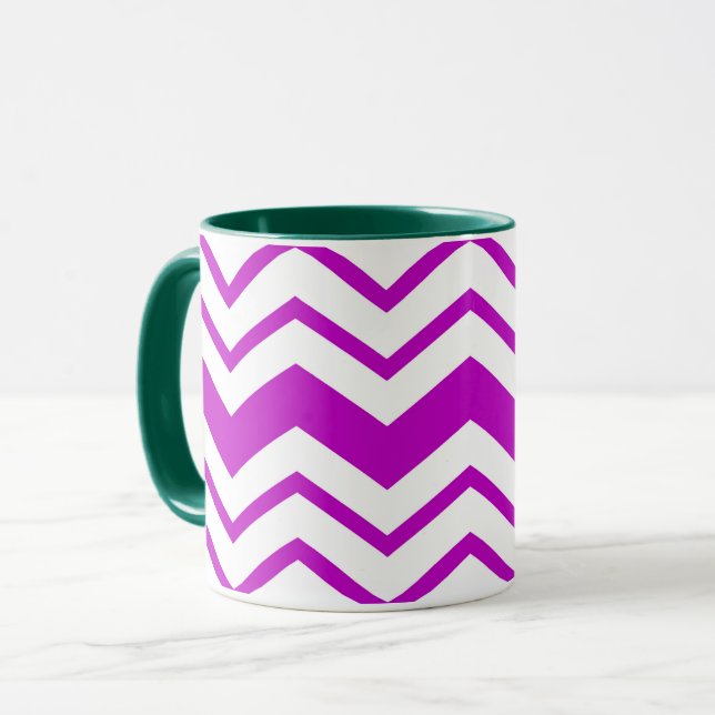 Caneca Purple White Chevron Zigzag Pattern Design  (Frente Esquerda)