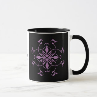Caneca Púrpura de flor gótica e preto