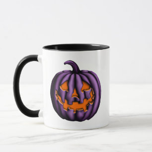 Caneca Púrpura De Halloween E Abóbora Laranja
