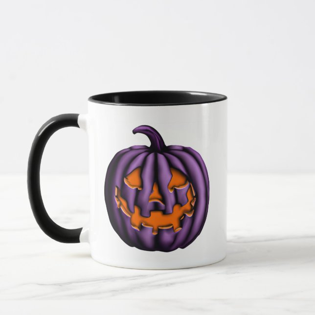 Caneca Púrpura De Halloween E Abóbora Laranja (Esquerda)