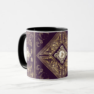 Caneca Púrpura e Dourada Opulência   Brooch Ornamentado