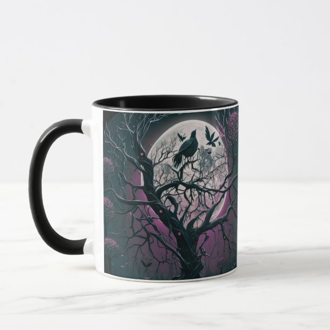 Caneca Púrpura e Noite Negra Cama de Halloween Cheia (Esquerda)