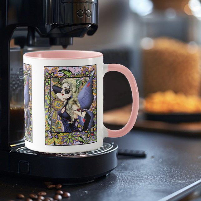 Caneca Púrpura Floral Loura (Criador carregado)