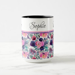 Caneca Púrpura Floral Rosa