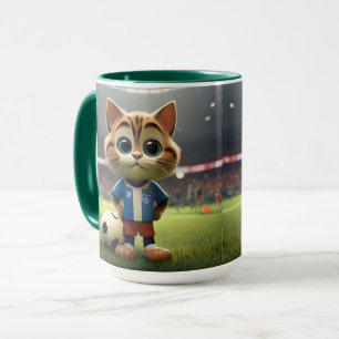 Caneca "Purr-fect Striker: O Gato De Futebol 3D"