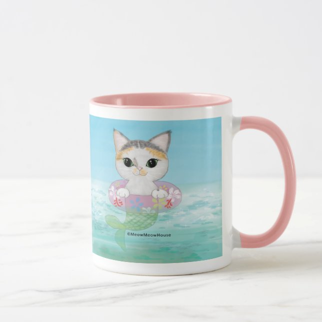 Caneca Purrmaid bonito com um anel da natação (Direita)