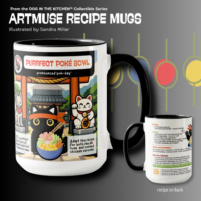 Caneca PURRRRFECT POKE BOWL- SOOT CAT  Art Muse Recipe  (Criador carregado)