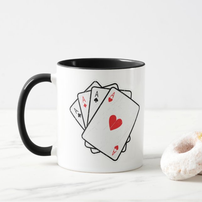Caneca Quad Aces: Todas As 4 Cartões Ace Sortudos (Com Donut)