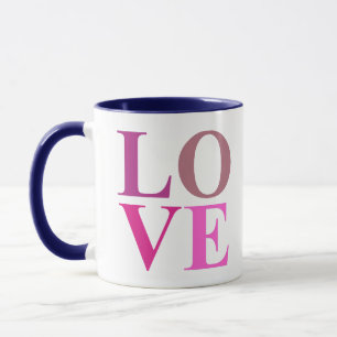Caneca Quadrado bonito e elegante de amor em tons de cor 