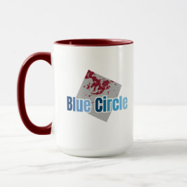 Caneca Quadrado Cinza com Mancha Vermelha e Texto de Círc