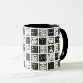 Caneca Quadrado de gatos