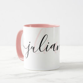 Caneca Quadrado gráfico personalizado, cor-de-rosa e pret