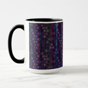 Caneca Quadrados azuis, verdes, roxos e rosados com listr
