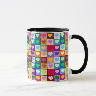 Caneca Quadrados coloridos do coração