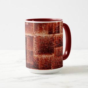 Caneca Quadrados com textura de parede vermelha escura e 