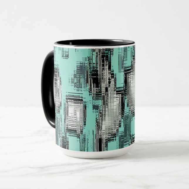 Caneca quadrados de abstrato formados a partir de arranhõ (Frente Esquerda)