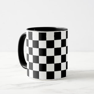 Caneca Quadrados de Jogo de Xadrez Preto e Branco