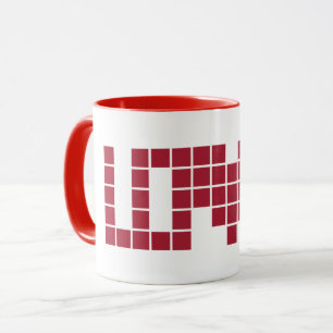 Caneca Quadrados de letras de amor vermelho fofo