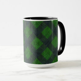 Caneca Quadrados inclinados a preto e verde ou estilo de