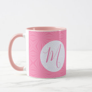 Caneca Quadrados Ondulados Rosa Suave com Inicial Persona