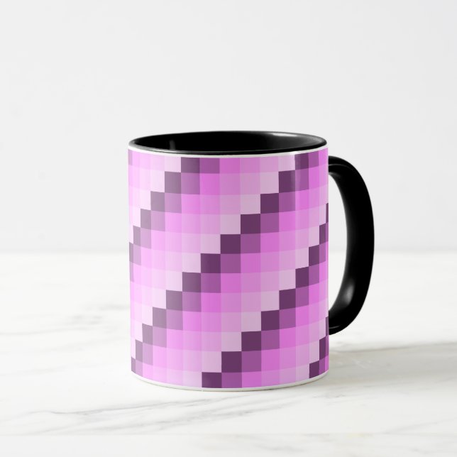 Caneca Quadrados Rosa e Roxo (Frente Esquerda)