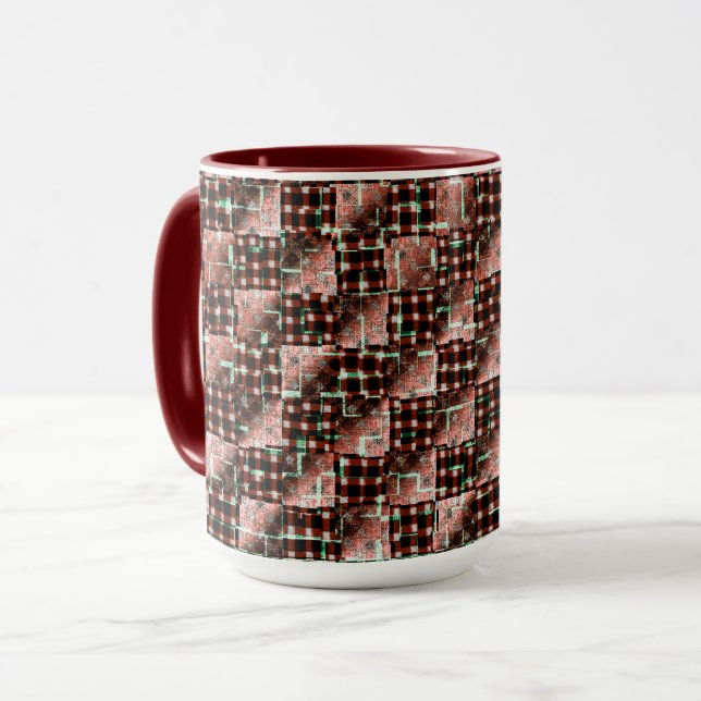 Caneca Quadrados vermelhos submetidos a mosaico estranho (Frente Esquerda)