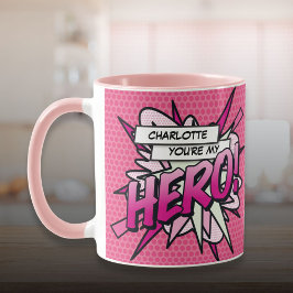 Caneca Quadrinho Personalizado Você É Meu HEROI Rosa