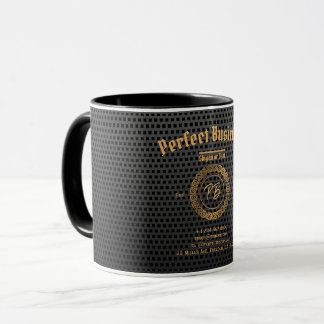 Caneca Quadrinhos de luxo preto de quadro Dourado monogra