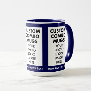 Caneca Quadro 4:6 Navy 3 x Texto de Foto Grande Combo Per
