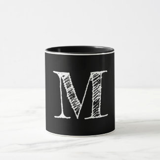 Caneca Quadro Branco Personalizado Monograma Chá Preto