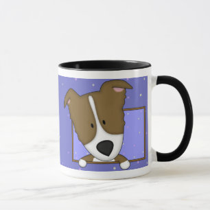 Caneca quadro de Brown border collie dos desenhos