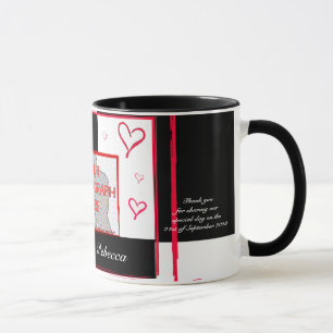 Caneca Quadro de fotografias de coração vermelho preto ve