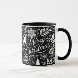 Caneca Quadro de Natal Preto e Branco