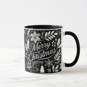 Caneca Quadro de Natal Preto e Branco