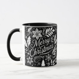 Caneca Quadro de Natal Preto e Branco